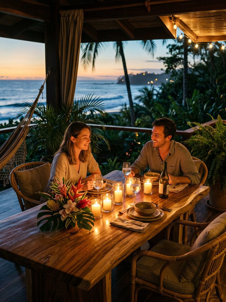 home furniture design Costa Rica dining table candlelight Riviera
