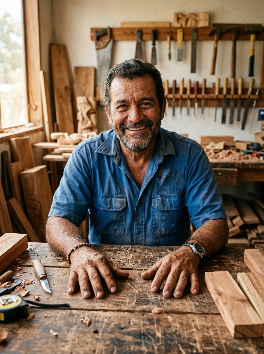 artisan furniture Jaco Costa Rica master carpenter hand planing teak