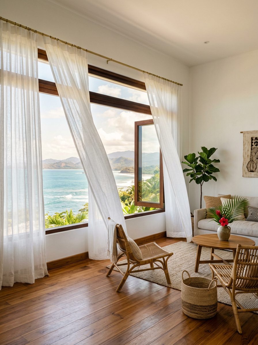 window treatments Jaco Costa Rica sheer curtains coastal living