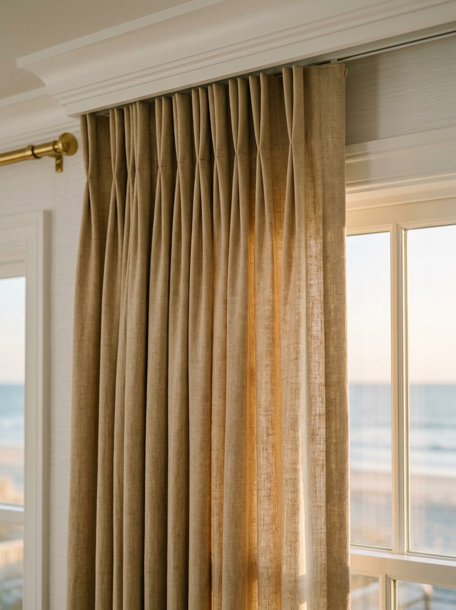 window treatments Jaco Costa Rica pinch pleat drapery detail