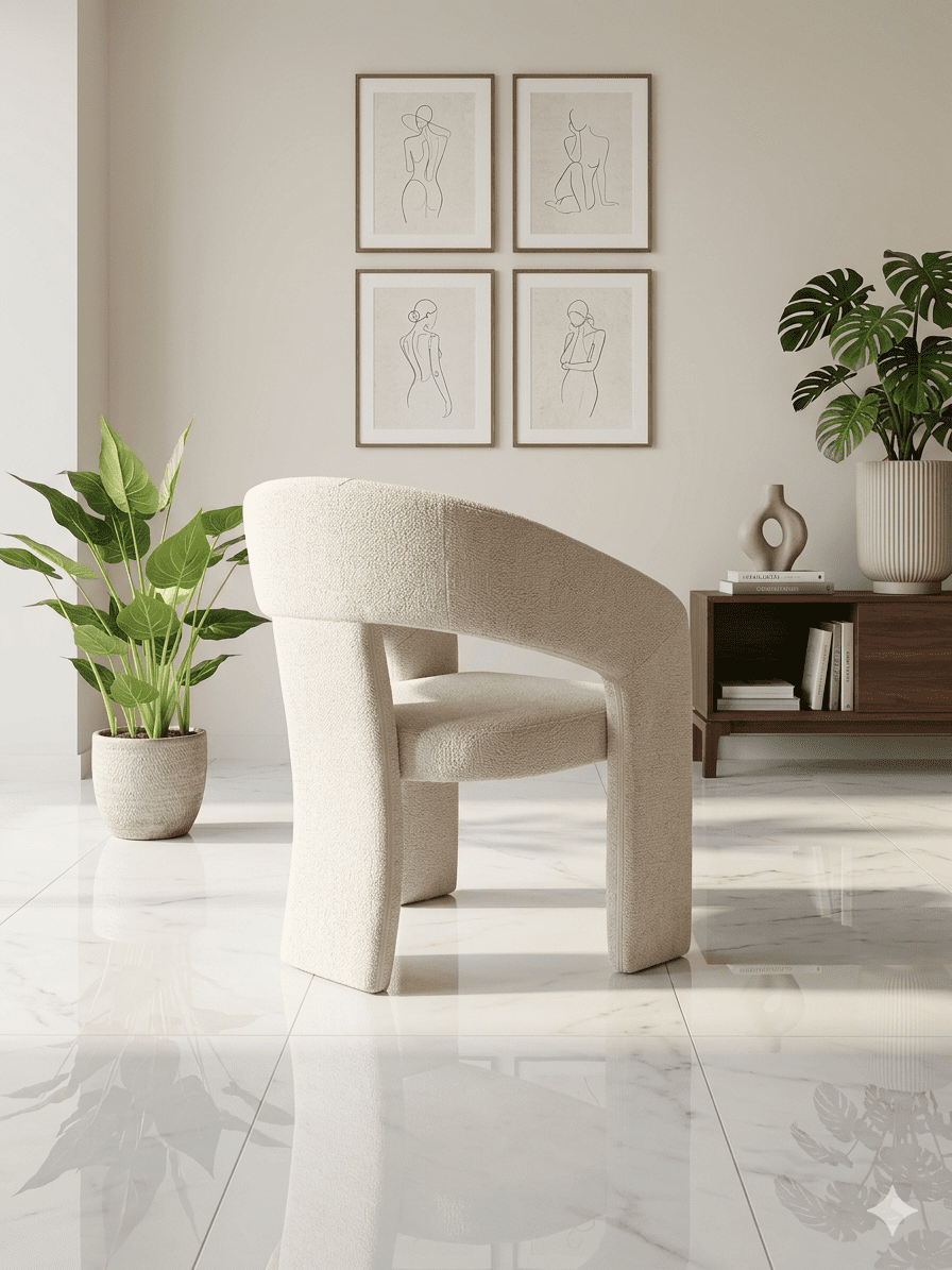 Archi Chair detail — boucle upholstery