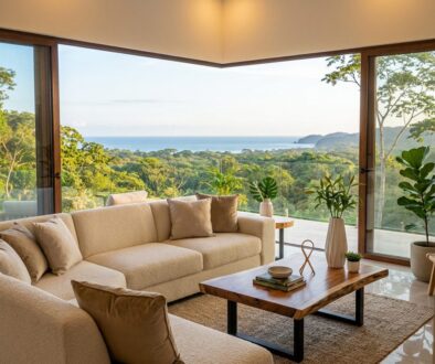 Cream L-shaped sectional sofa new development condo. Riviera Home Furniture Jacó Costa Rica
