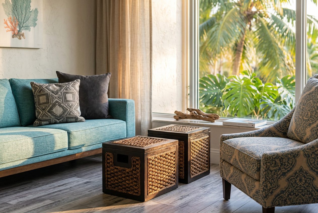 Custom stain resistant sofa fabric detail — Riviera Home Furniture Jacó Costa Rica