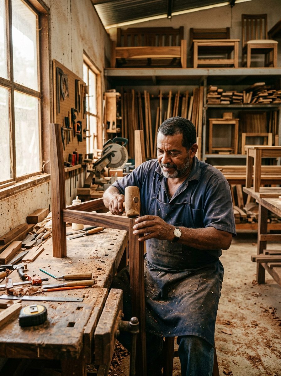 solid wood furniture Costa Rica artisan workshop craftsmanship Riviera