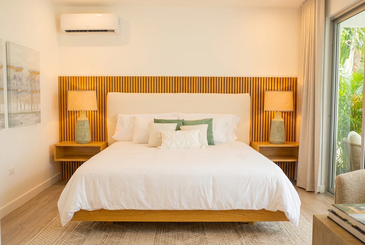 Custom wood slat bedroom — Riviera Furniture Jacó Costa Rica