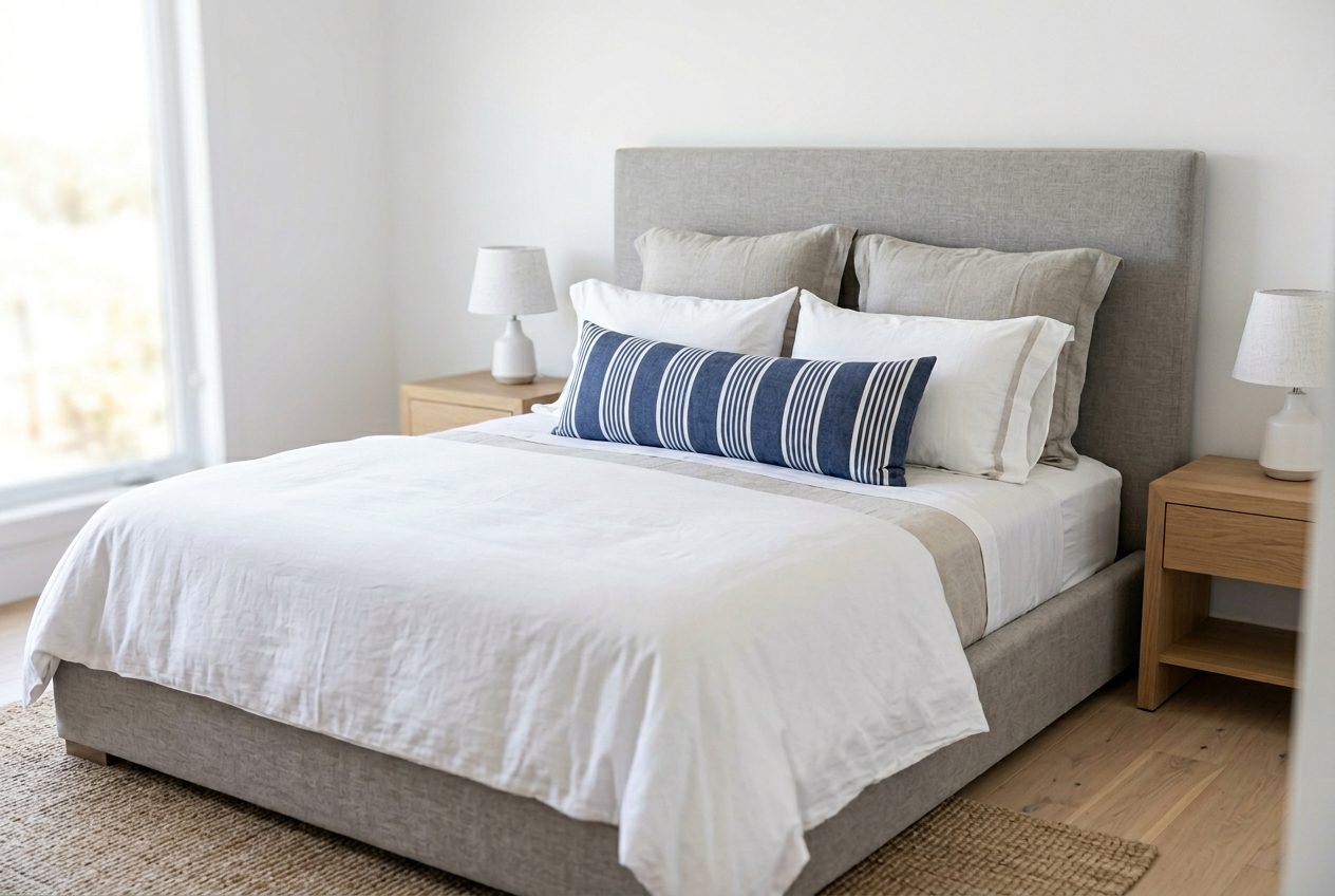 Custom coastal linen bedroom — Riviera Furniture Jacó Costa Rica