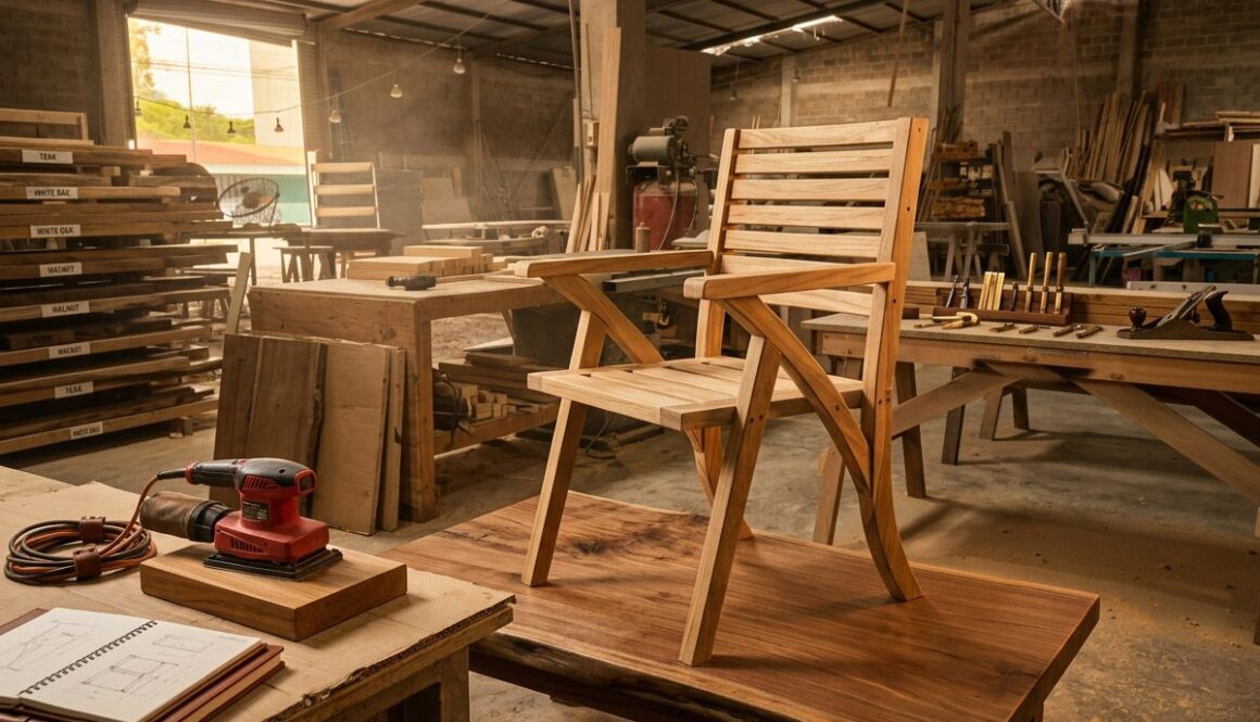 Custom wood chair freshly lacquered