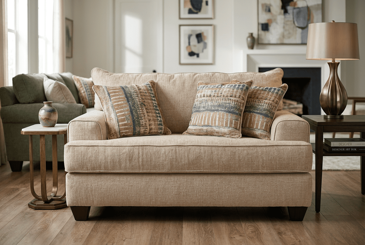 Cream upholstered sofa — Riviera Home Furniture
