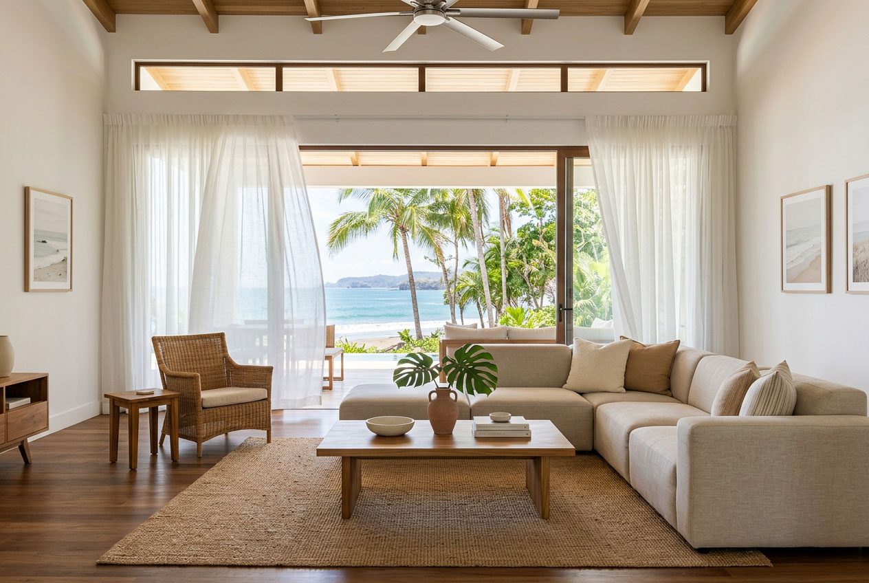 Bright, well-proportioned coastal living room — Riviera Home Furniture Jacó