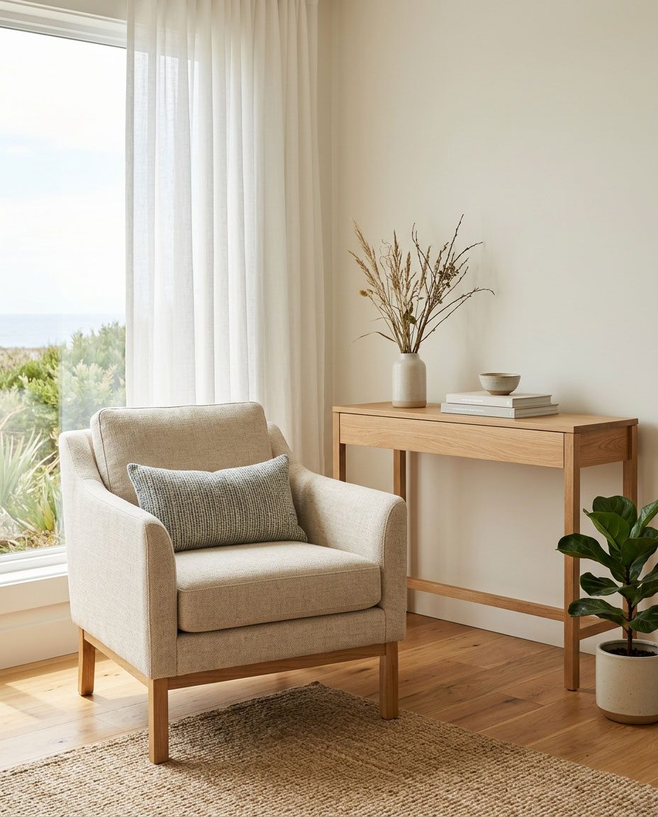 A room resolved by one considered piece — Riviera Home Furniture Jacó