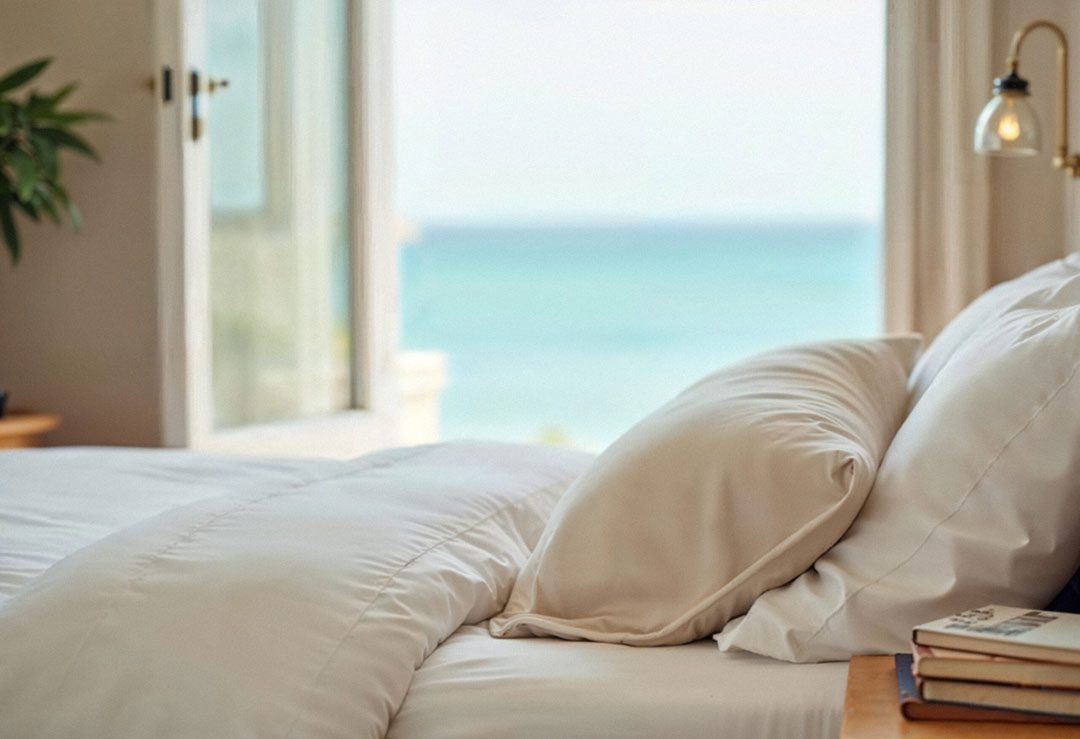 Ocean view bedroom, coastal luxury retreat — Riviera Home Furniture Jacó