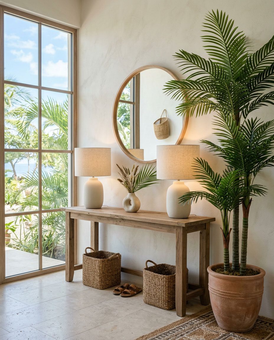 Coastal furniture texture, rattan and linen — Riviera Home Furniture Jacó