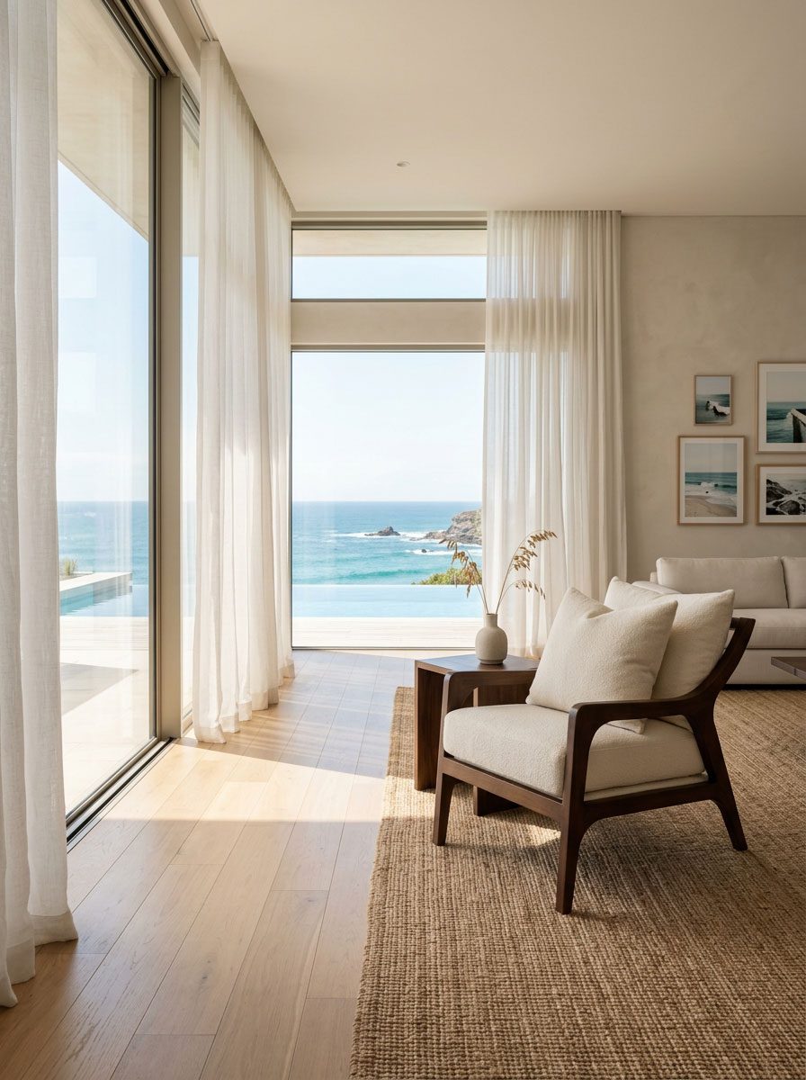 MCM Armchair detail — upholstery texture and wood joinery — Riviera Home Furniture Jacó Costa Rica
