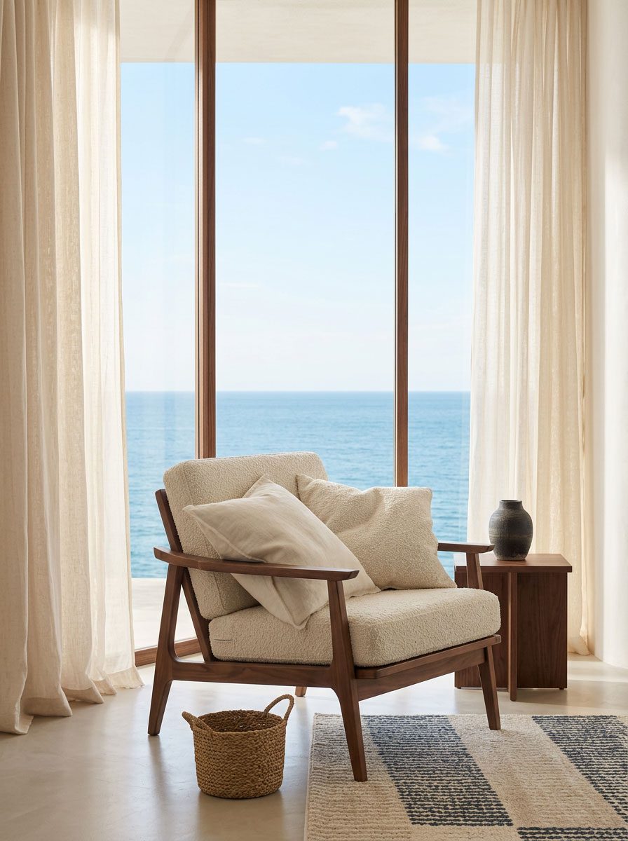 MCM Armchair beside a window — Riviera Home Furniture Jacó Costa Rica