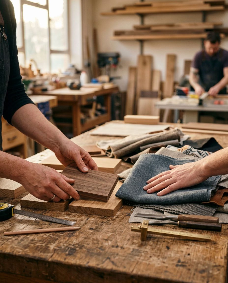Freshly assembled solid wood chair, unfinished, in the Riviera workshop in Jacó, Costa Rica